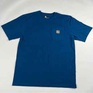 Carhartt Blue Short Sleeve Pocket Shirt Original Fit Crewneck Tee Work Shirt